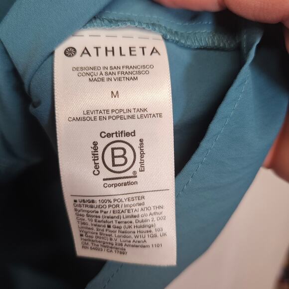 ATHLETA Levitate Poplin Tank Button down Borealis Green #798899 - Picture 4 of 8